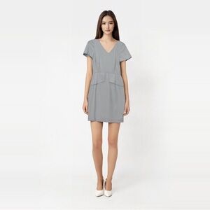 MARC NEW YORK - Light Cement Grey Peplum Shift Dress. Size 6 P2P is 17".